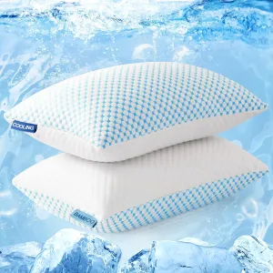 EASELAND Firm Pillow Shredded Memory Foam(Adjustable Loft), Cooling Breathable for Sleeping Queen Size 2 Pack