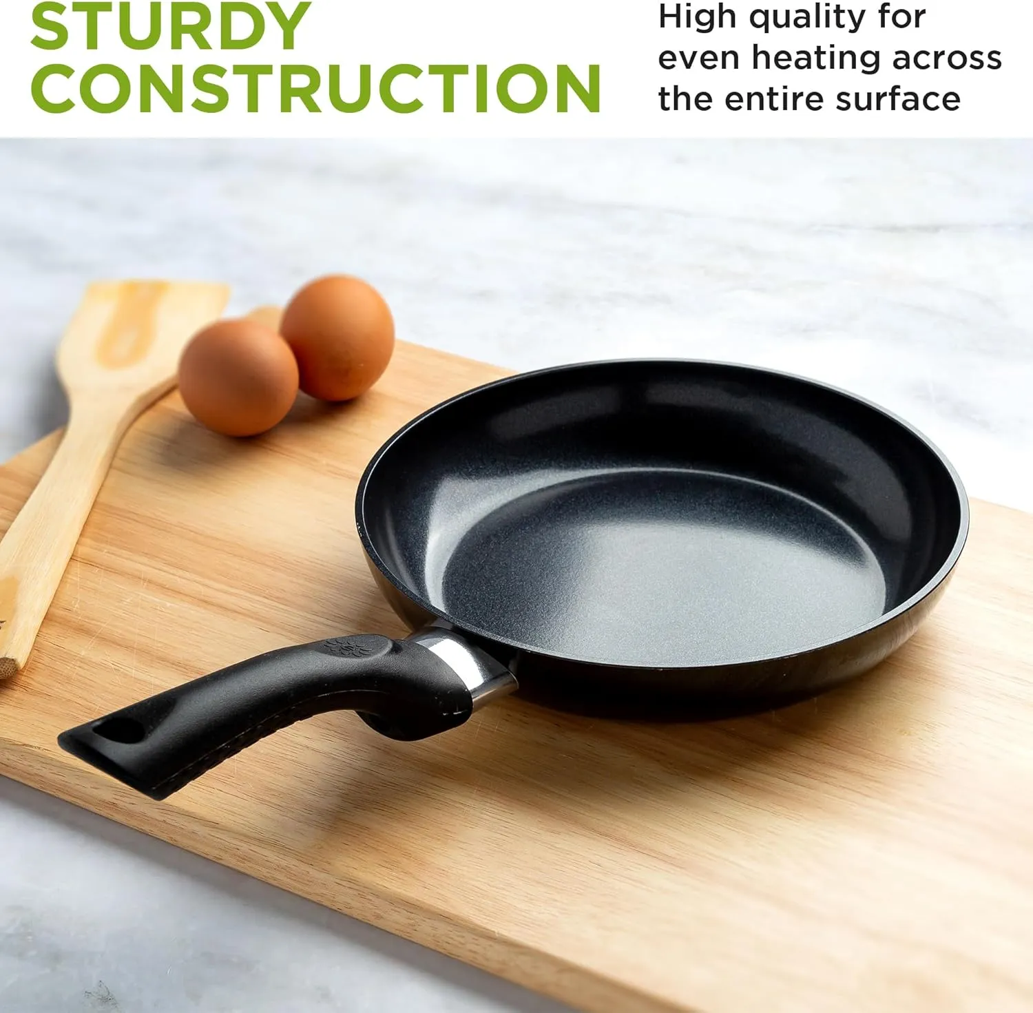 Ecolution Artistry Nonstick Frying Pan, Easy To Clean, Comfortable Handle, Even Heating, Dishwasher Safe Pots and Pans, 8-Inch, Black