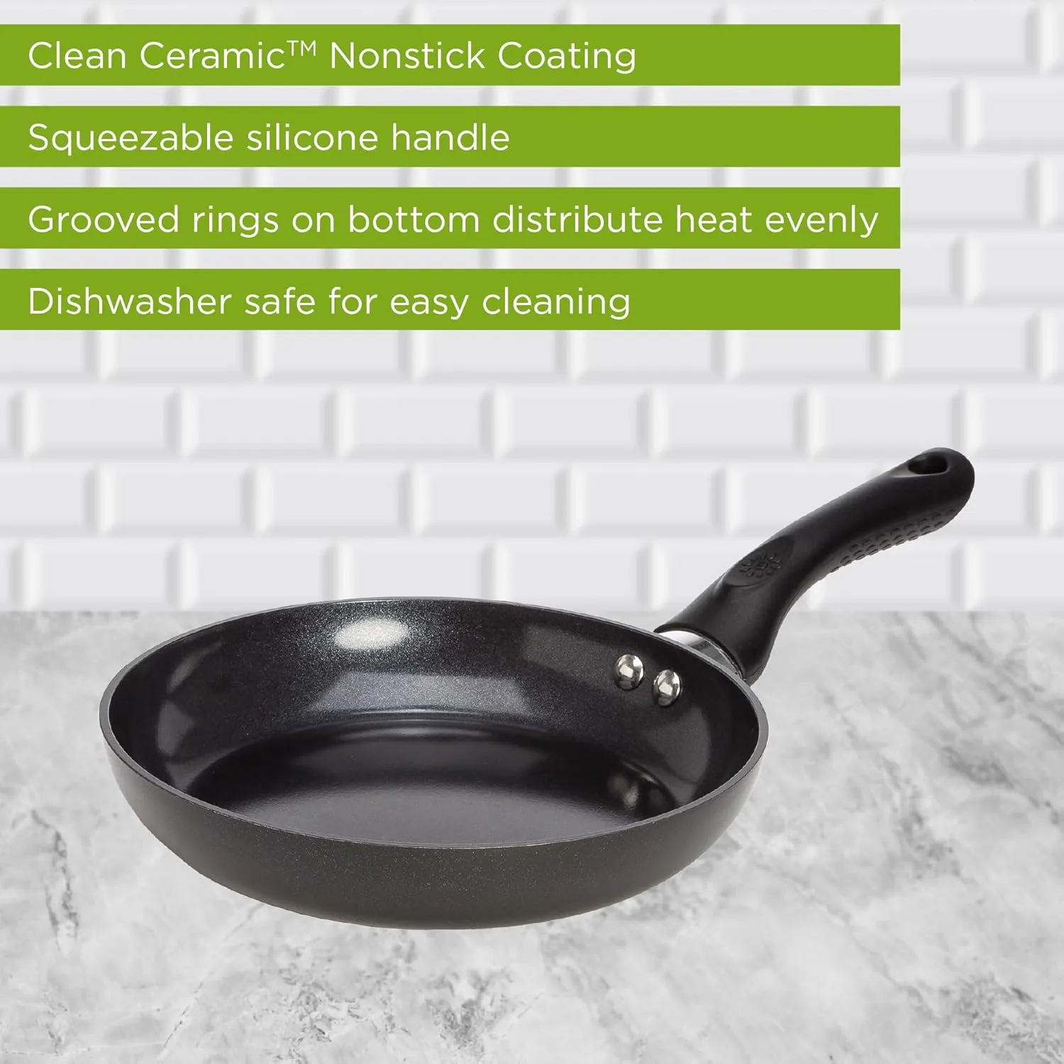 Ecolution Artistry Nonstick Frying Pan, Easy To Clean, Comfortable Handle, Even Heating, Dishwasher Safe Pots and Pans, 8-Inch, Black