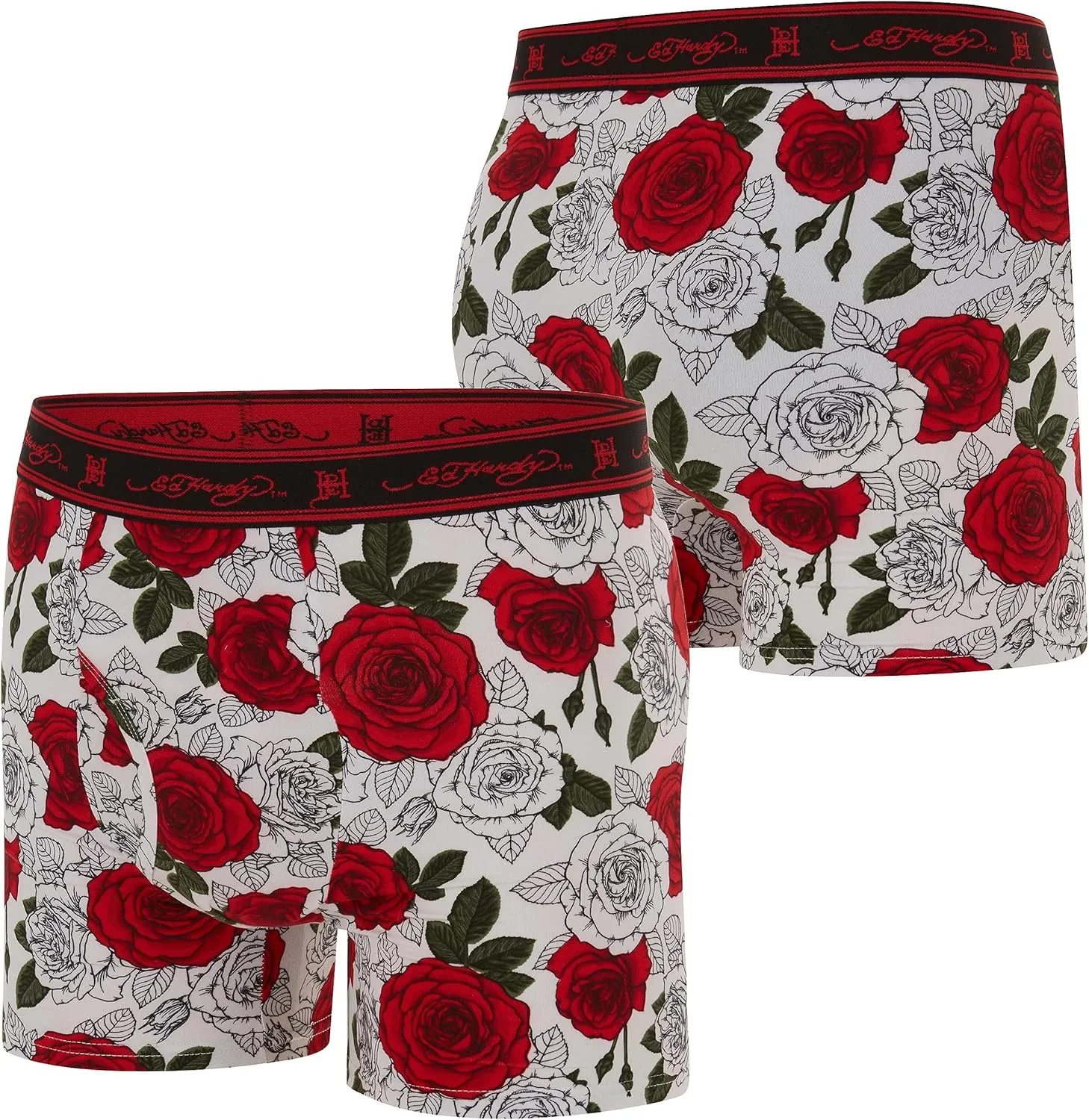 ED HARDY Mens Boxer Briefs Active Stretch Breathable Underwear, Comfortable Gym Boxer Briefs- Multipack