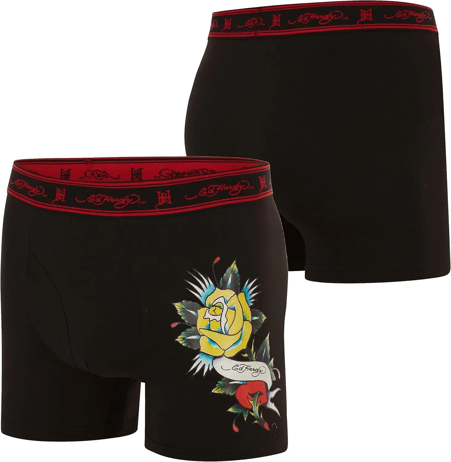 ED HARDY Mens Boxer Briefs Active Stretch Breathable Underwear, Comfortable Gym Boxer Briefs- Multipack