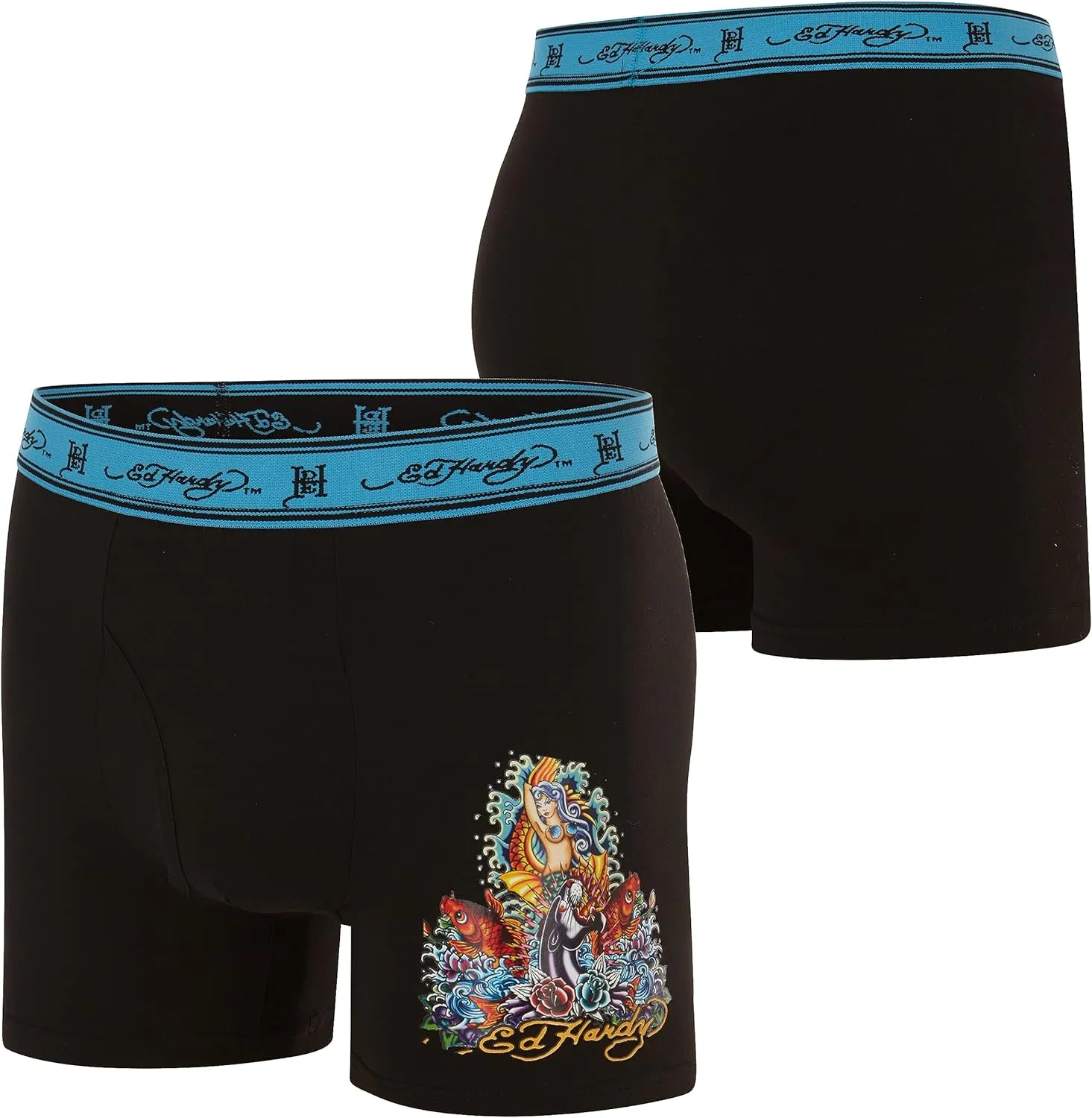 ED HARDY Mens Boxer Briefs Active Stretch Breathable Underwear, Comfortable Gym Boxer Briefs- Multipack