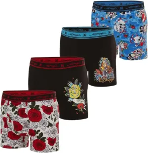 ED HARDY Mens Boxer Briefs Active Stretch Breathable Underwear, Comfortable Gym Boxer Briefs- Multipack