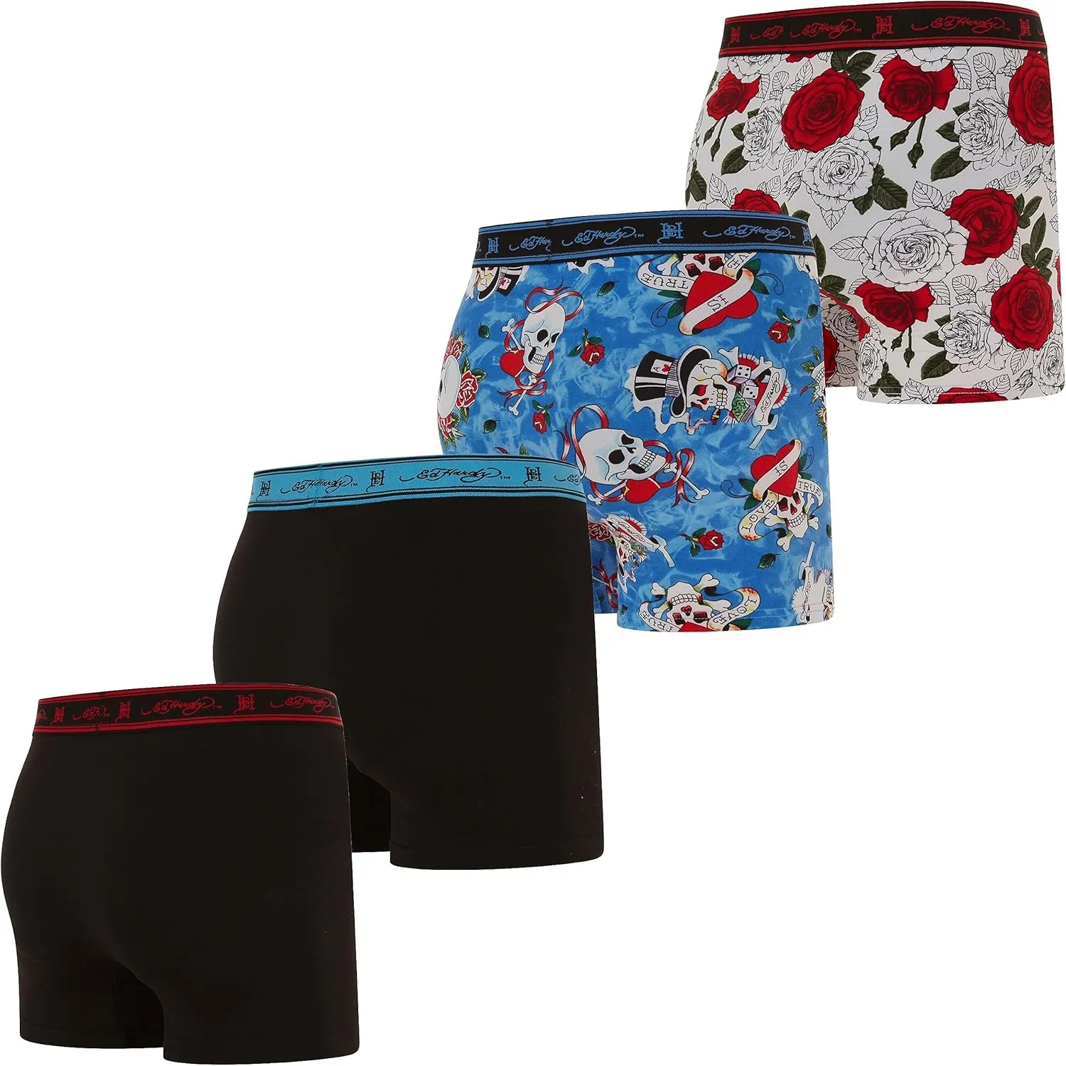 ED HARDY Mens Boxer Briefs Active Stretch Breathable Underwear, Comfortable Gym Boxer Briefs- Multipack