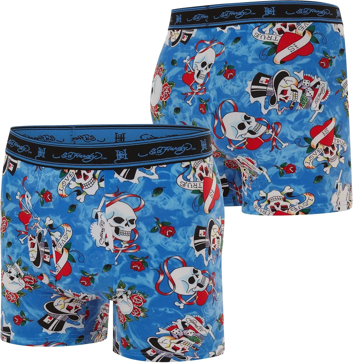 ED HARDY Mens Boxer Briefs Active Stretch Breathable Underwear, Comfortable Gym Boxer Briefs- Multipack
