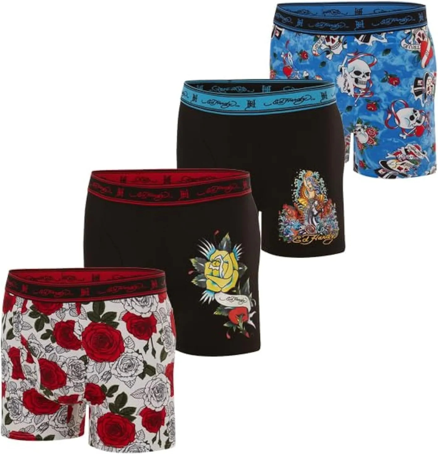 ED HARDY Mens Boxer Briefs Active Stretch Breathable Underwear, Comfortable Gym Boxer Briefs- Multipack