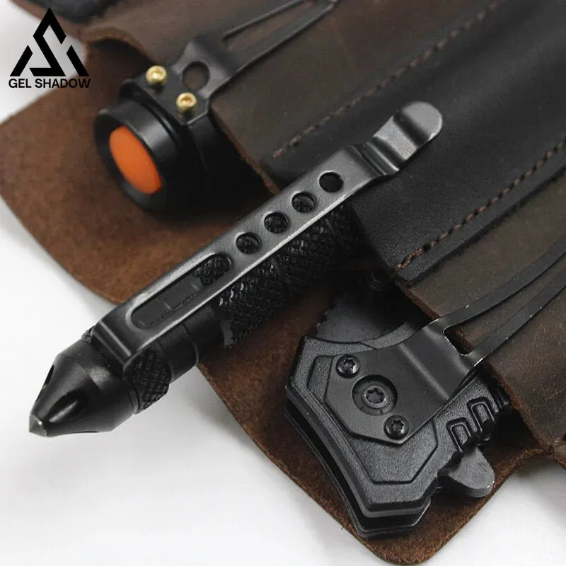 EDC Pocket Tactical Leather Sheath for Knifes Pen Flashlight Keys
