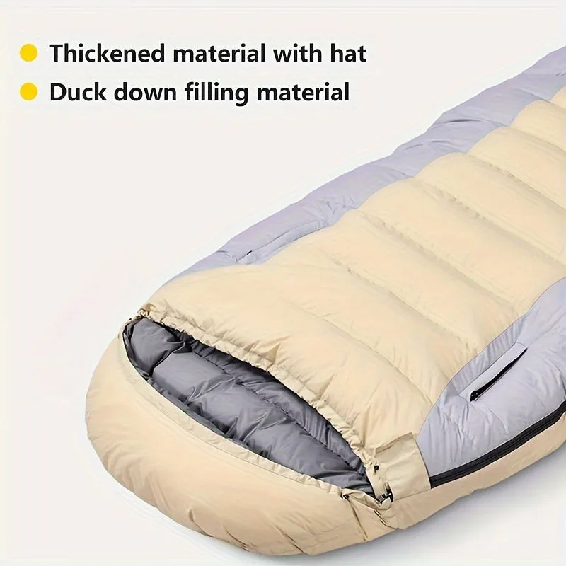 Egg-Shaped Down Sleeping Bag: Full-Season, Zippered, 1-Person, 14  Years, Nylon Fabric, Insulated with Duck Down, Suitable for 0-19°F