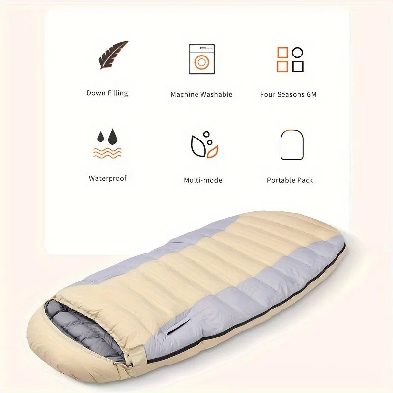 Egg-Shaped Down Sleeping Bag: Full-Season, Zippered, 1-Person, 14  Years, Nylon Fabric, Insulated with Duck Down, Suitable for 0-19°F