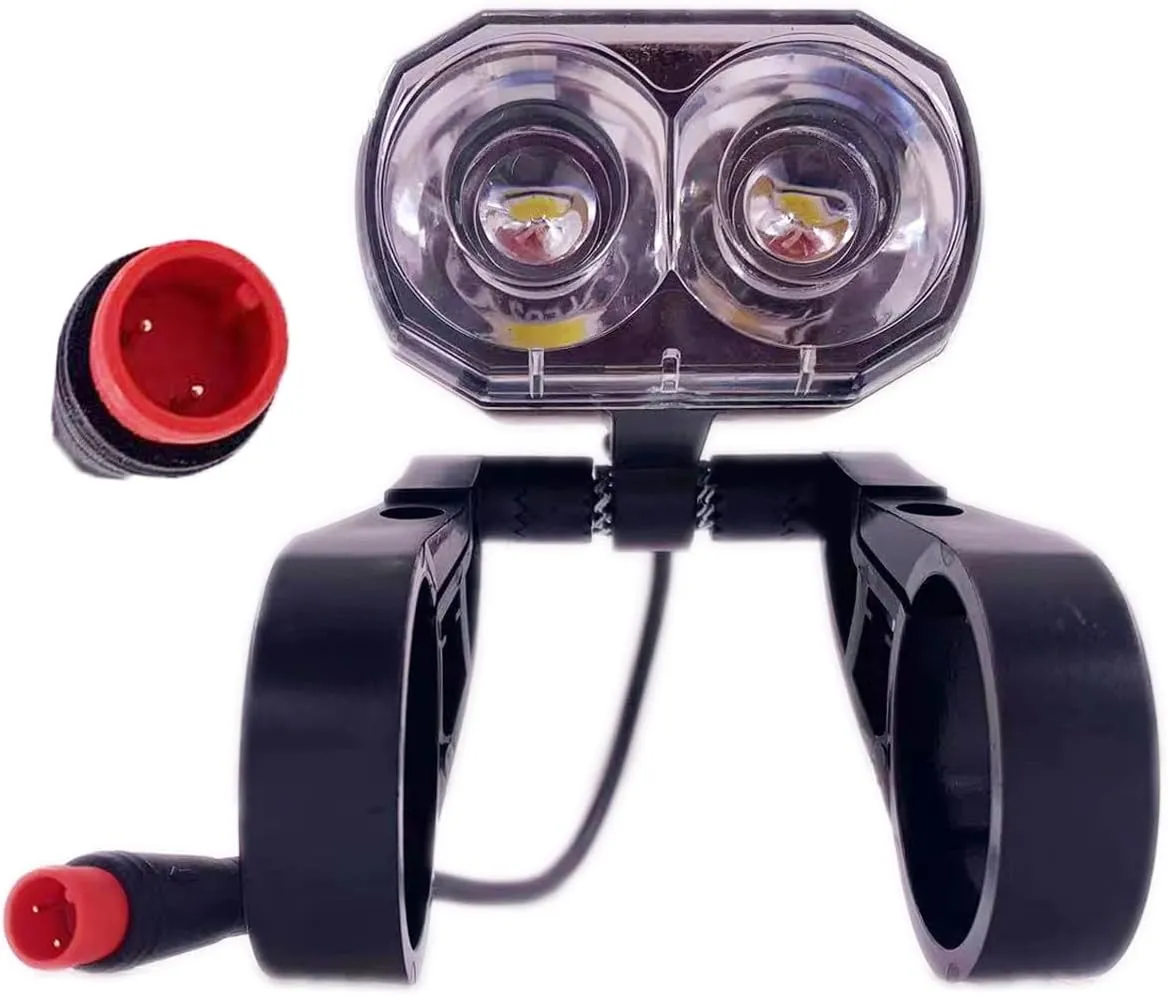 Electric Bike Headlight for Night Riding LED Front Light Suitable for 24V 36V 48V 60V Battery Controller Waterproof Headlight for E-Bikes with 2 Pins Male/Female Plug