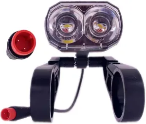 Electric Bike Headlight for Night Riding LED Front Light Suitable for 24V 36V 48V 60V Battery Controller Waterproof Headlight for E-Bikes with 2 Pins Male/Female Plug