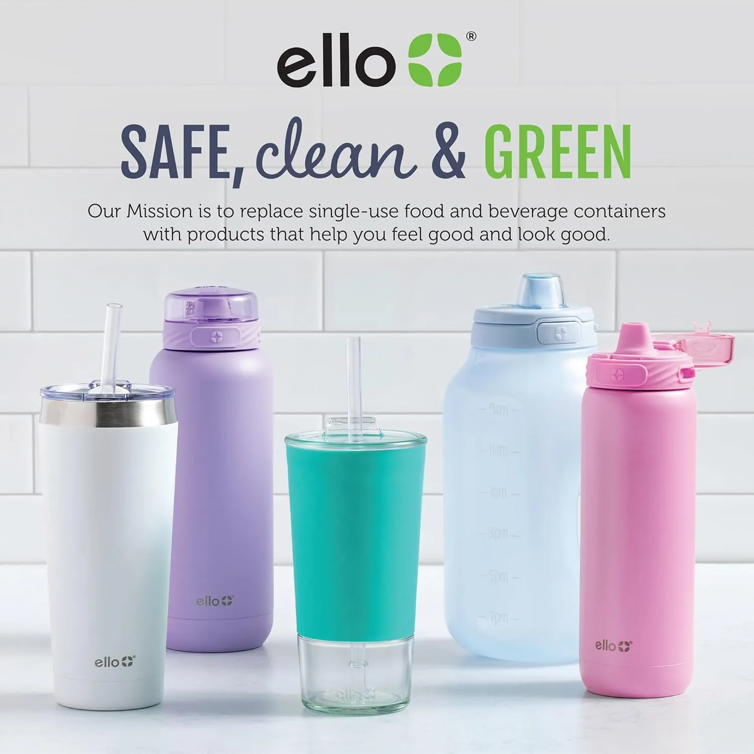 Ello Cooper 32oz Stainless Steel Water Bottle with Straw and Carry Handle, Double Walled and Vacuum Insulated Metal, Leak Proof Locking Lid with Soft Silicone Spout, Reusable, BPA Free, Antigua