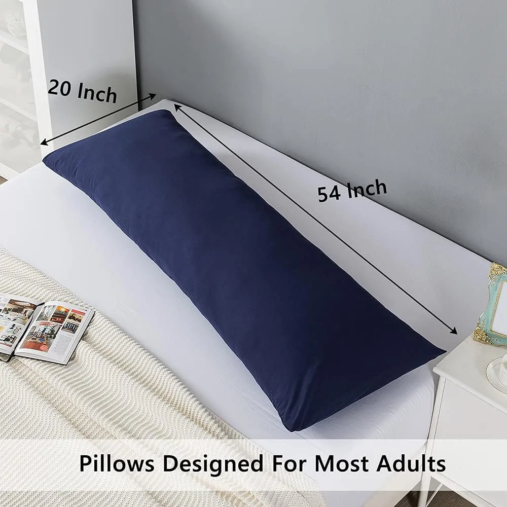 ELNIDO QUEEN Body Pillow with Pillowcase - Soft Long Bed Pillow for Adults - Breathable Full Body Pillow Insert for Sleeping, 20x54inches, Navy Blue