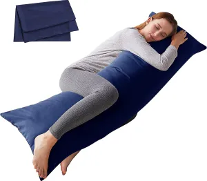 ELNIDO QUEEN Body Pillow with Pillowcase - Soft Long Bed Pillow for Adults - Breathable Full Body Pillow Insert for Sleeping, 20x54inches, Navy Blue