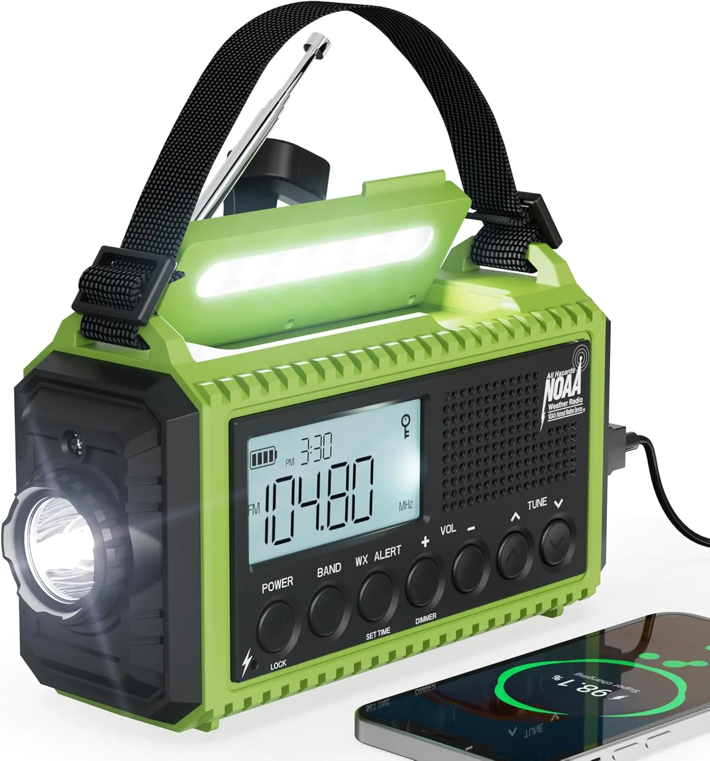 Emergency Radio,5000 NOAA Weather Radio with AM/FM/NOAA/SW,SOS Battery Operated Radio,5 Way Powered Emergency Hand Crank with USB Charger, Flashlight, Reading Lamp, Headphone Jack for Outdoor