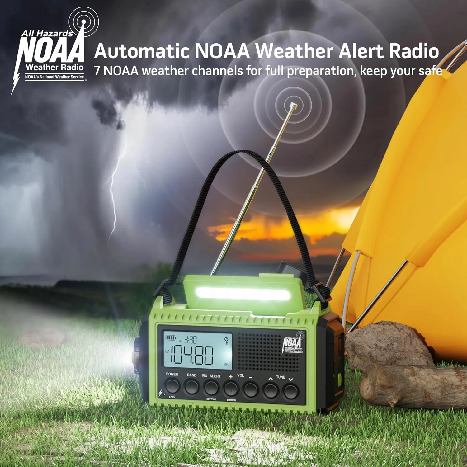Emergency Radio,5000 NOAA Weather Radio with AM/FM/NOAA/SW,SOS Battery Operated Radio,5 Way Powered Emergency Hand Crank with USB Charger, Flashlight, Reading Lamp, Headphone Jack for Outdoor