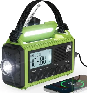 Emergency Radio,5000 NOAA Weather Radio with AM/FM/NOAA/SW,SOS Battery Operated Radio,5 Way Powered Emergency Hand Crank with USB Charger, Flashlight, Reading Lamp, Headphone Jack for Outdoor