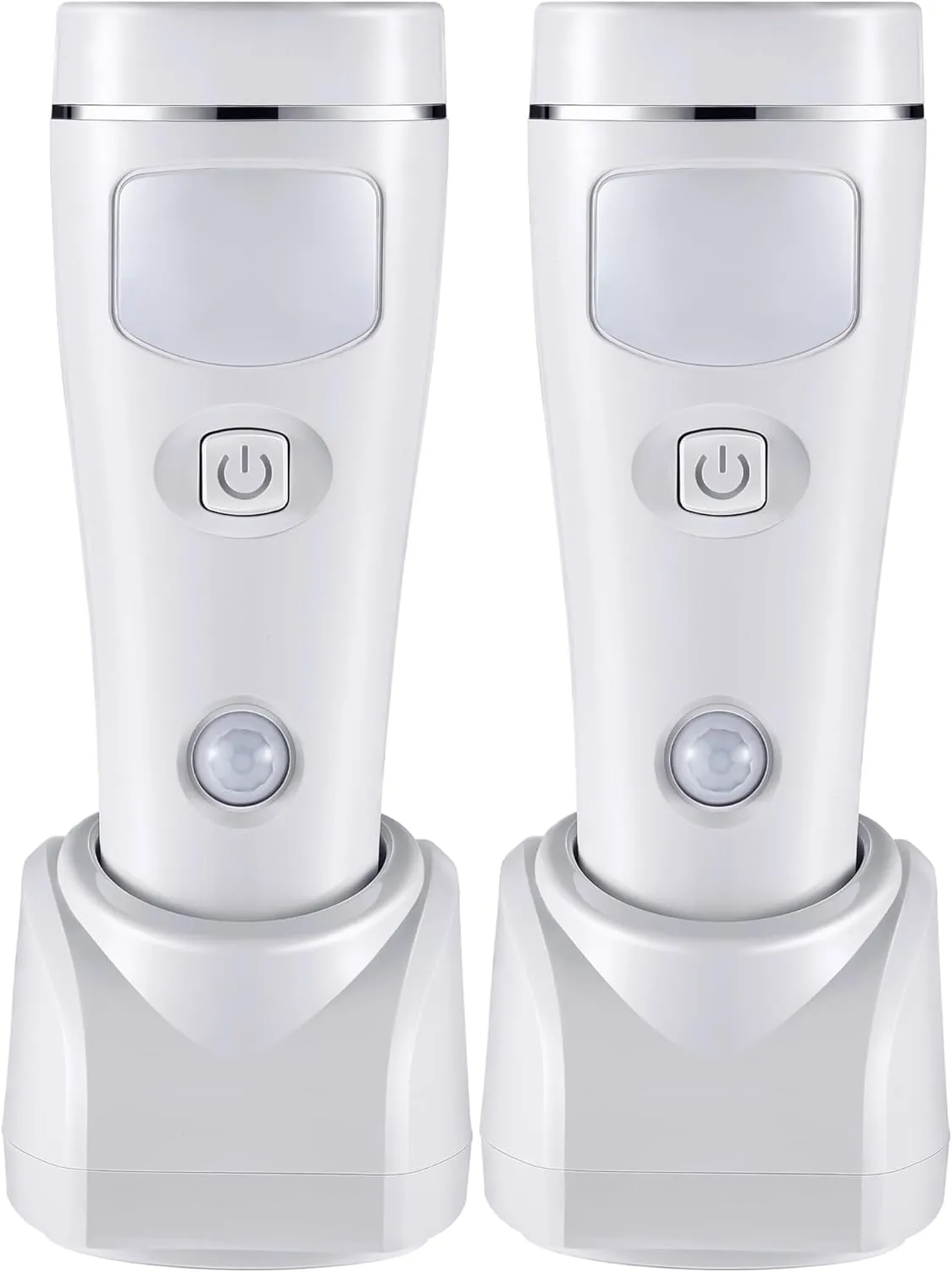 Enhon 4 in 1 LED Rechargeable Plug in Flashlights, 2 Pack LED Emergency Lights for Home Power Failure, Plug in Power Outage Light, Power Failure Light with Motion Detection(White)
