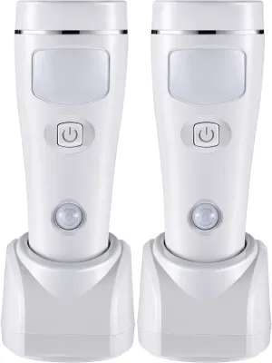 Enhon 4 in 1 LED Rechargeable Plug in Flashlights, 2 Pack LED Emergency Lights for Home Power Failure, Plug in Power Outage Light, Power Failure Light with Motion Detection(White)