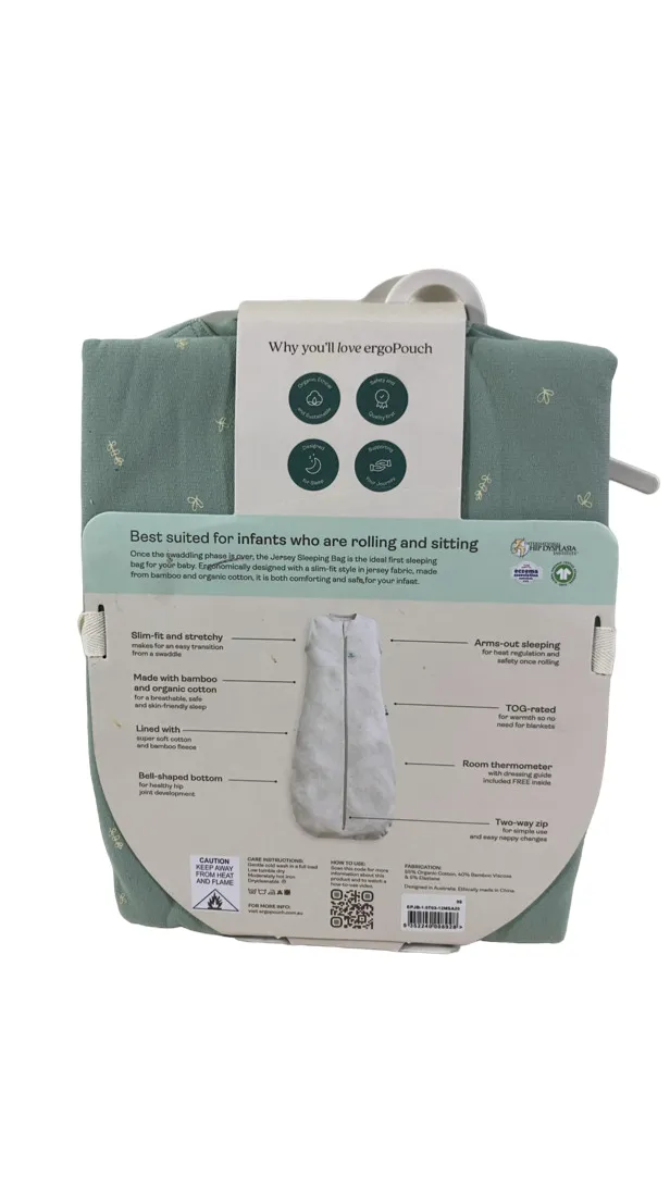 ErgoPouch Jersey Sleeping Bag, Sage, 1.0 TOG, 3-12M
