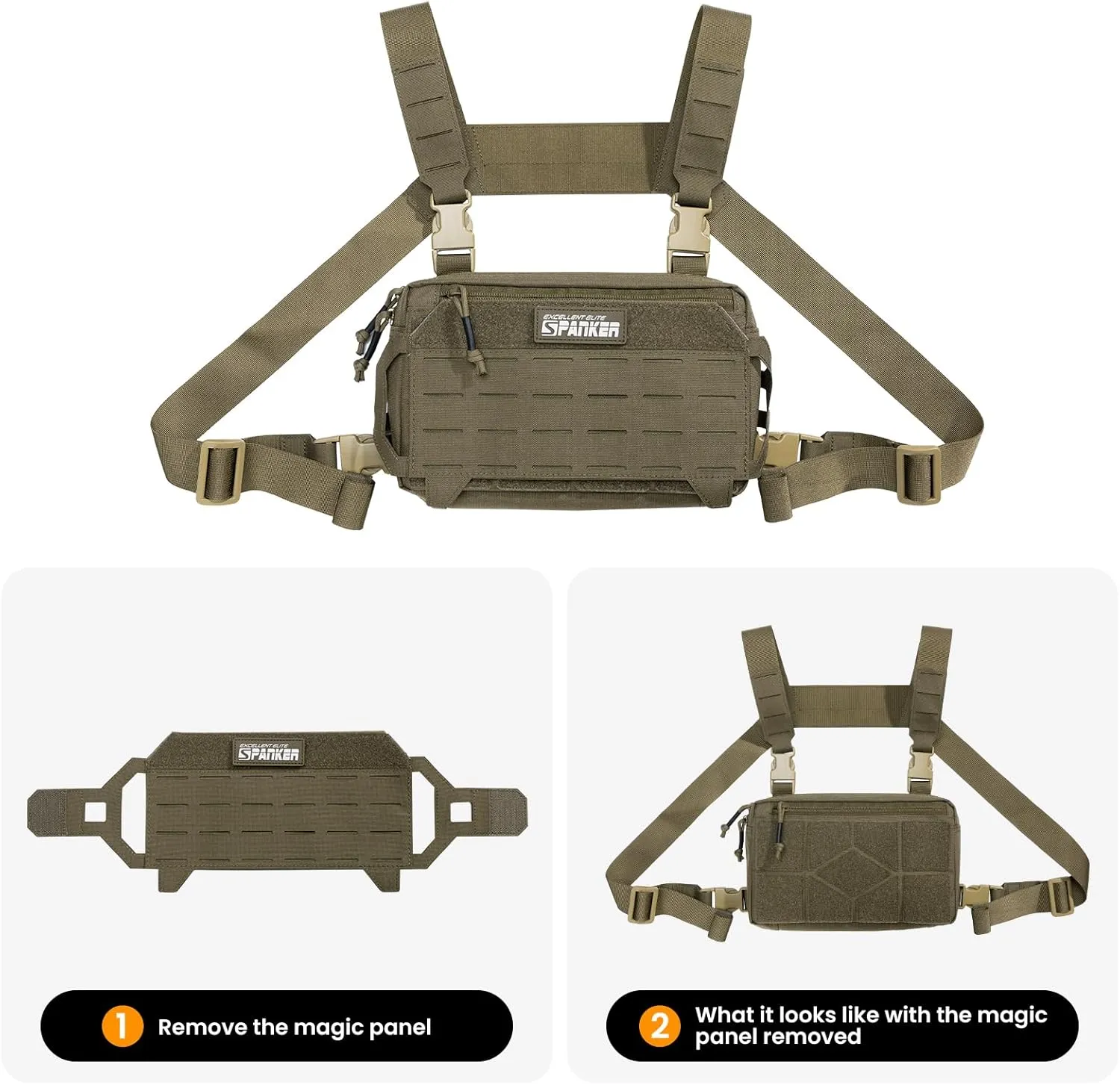EXCELLENT ELITE SPANKER Tactical Chest Rig Pack EDC Chest Bag Molle Utility Chest Pouch for Outdoor Hunting Workouts Hiking