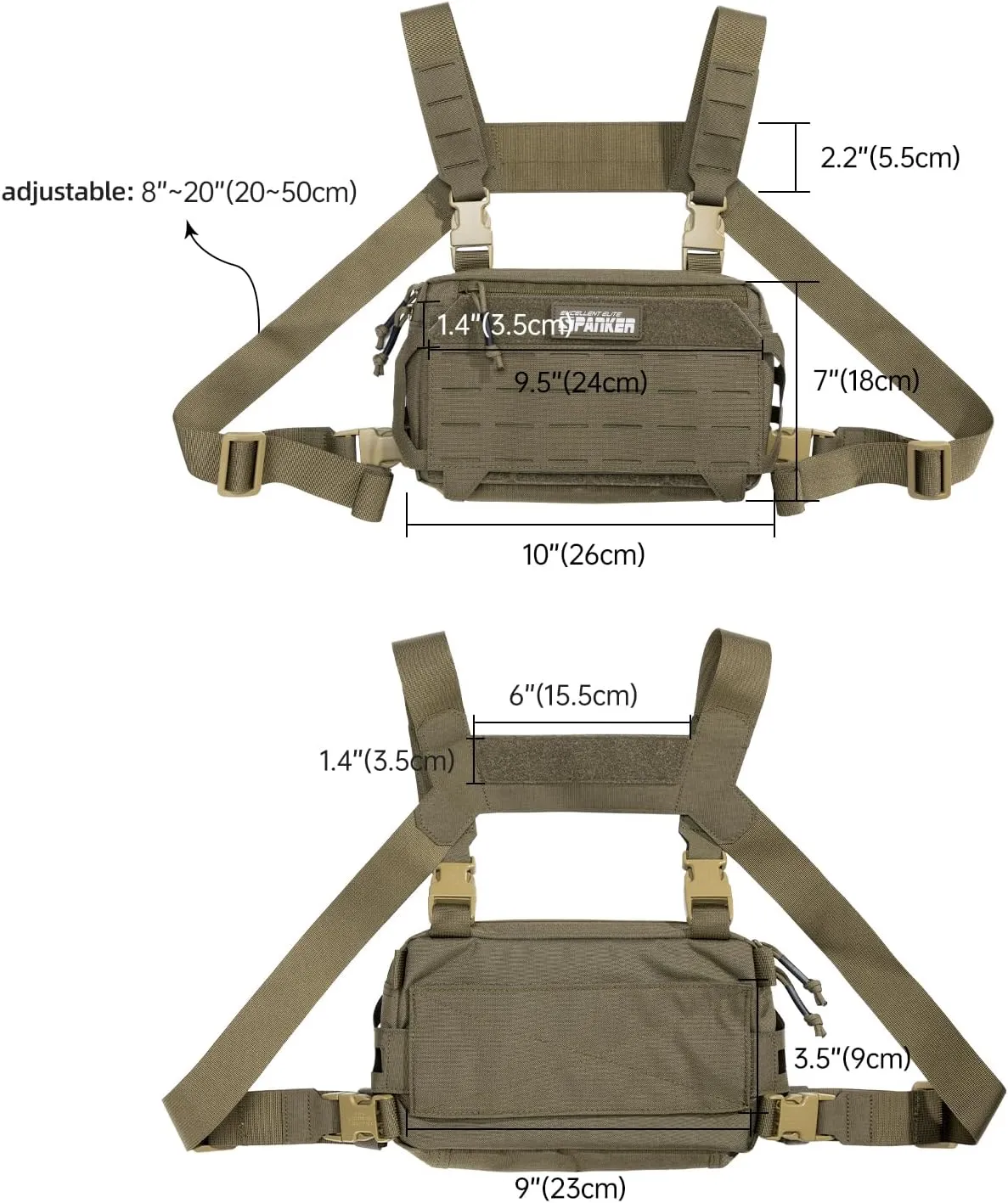 EXCELLENT ELITE SPANKER Tactical Chest Rig Pack EDC Chest Bag Molle Utility Chest Pouch for Outdoor Hunting Workouts Hiking