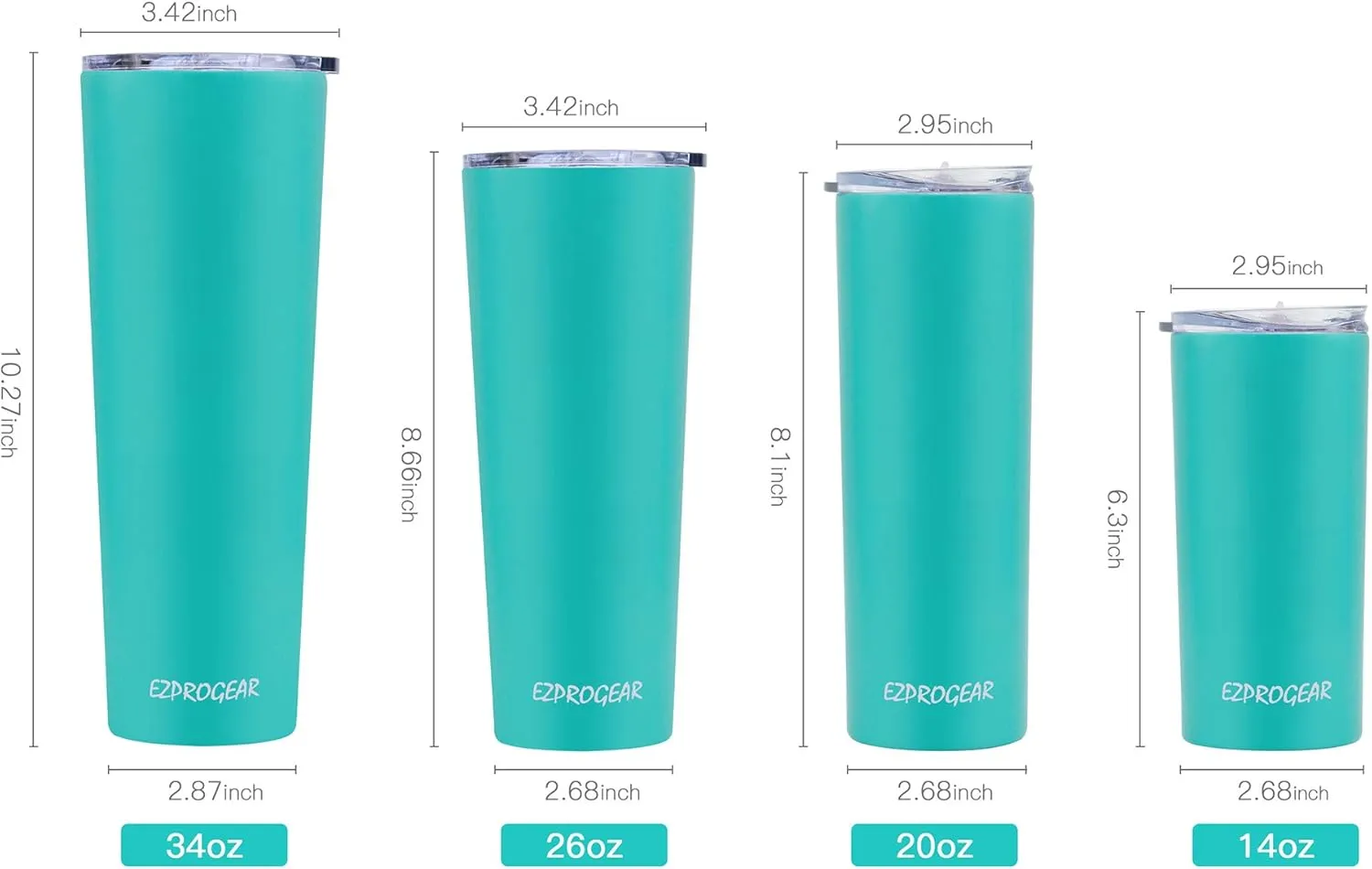 Ezprogear 34 oz Stainless Steel Slim Skinny Tumbler Purple Grape/Pink Carnation Water Cup Vacuum Insulated with Straw (34 oz, 1x Grape/Carnation, 8 Piece Set)