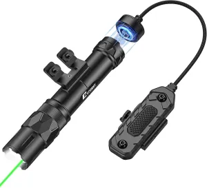 EZshoot 2500 Lumens Rifle Laser Light Combo with Magnetic Remote Pressure Switch, Rechargeable Rifle Flashlight Compatible with M-Rail, Tactical Ar Flashlight with Green Laser Beam
