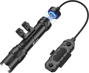 EZshoot 2500 Lumens Rifle Light with Magnetic Remote Pressure Switch, Rechargeable Rifle Flashlight Compatible with M-Rail, Tactical Ar Flashlight with Strobe Mode for Home Defence and Hunting