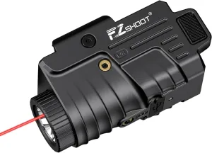 EZshoot 800 Lumens Pistol Light Laser Combo Rechargeable, Compact Pistol Flashlight with Slidable Rail Compatible with Glock and Picatinny Rail, Tactical Flashlight with Red Laser Beam
