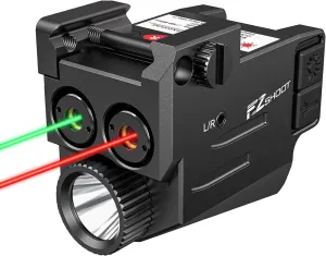 EZshoot Dual Laser Beam for Gun, 700 Lumens Pistols Light Compatible with Glock Beam for Gun, Rechargeable Compact Red Green Tactical Laser Light Combo