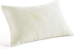 Favorland Memory Foam Pillow Standard Size, Breathable Cooling Shredded Memory Foam Bed Pillow with Zipper Removable and Washable Derived Rayon Cover White