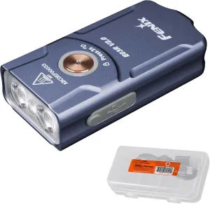 Fenix E03R v2.0 Keychain Flashlight, Blue, 500 Lumen Bright USB-C Rechargeable EDC with Red LED and Organizer