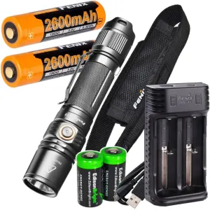 Fenix PD35 V2.0 1000 Lumen Tactical Flashlight with 2 X Rechargeable Batteries, are-X2 Charger and 2 X EdisonBright CR123A Batteries
