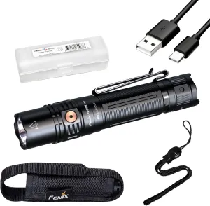 Fenix PD36R V2.0 1700 Lumen Rechargeable Flashlight, USB-C Tactical Duty Light with Battery, and LumenTac Organizer