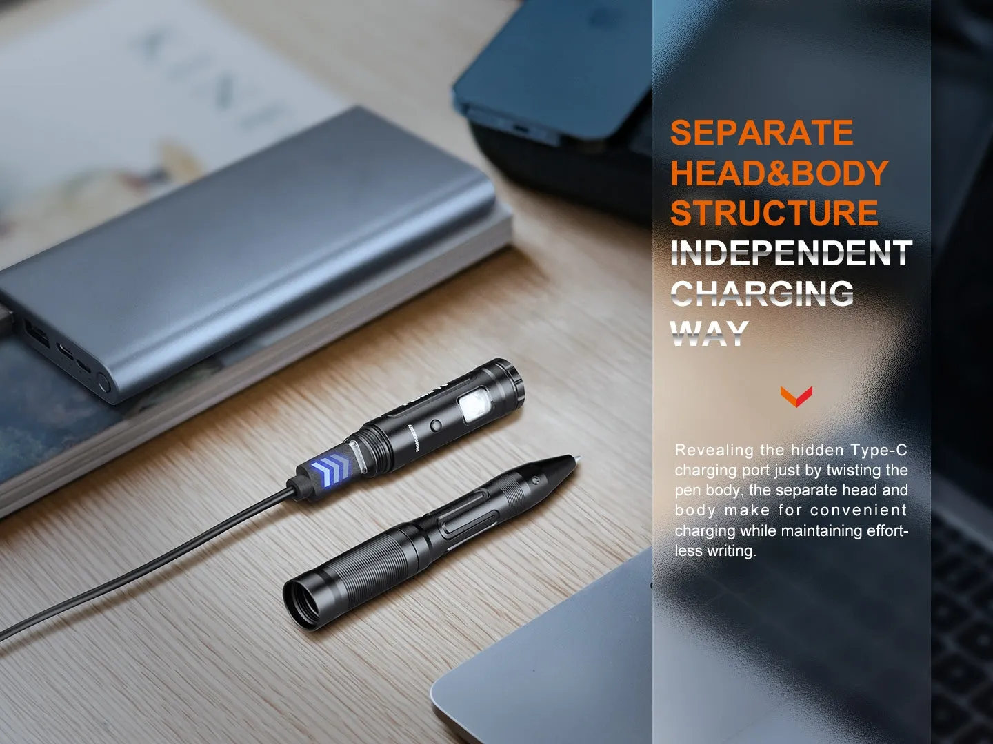 FENIX T6 Tactical Pen with LED Flashlight - Black