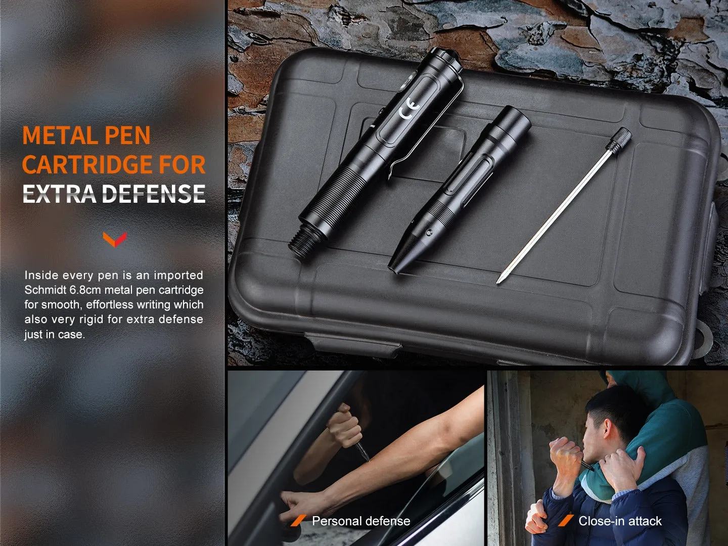 FENIX T6 Tactical Pen with LED Flashlight - Black
