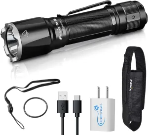 FENIX TK16 V2.0 Tactical Flashlight, 3100 Lumen Long Throw with 5000mAh USB Rechargeable Battery, and a Wall Plug