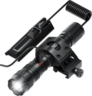 Feyachi 1500 Lumen LED Tactical Flashlight Rechargeable IPX7 Protection 4 Modes Weapon Light Picatinny Rail Flashlight Included with Pressure Switch