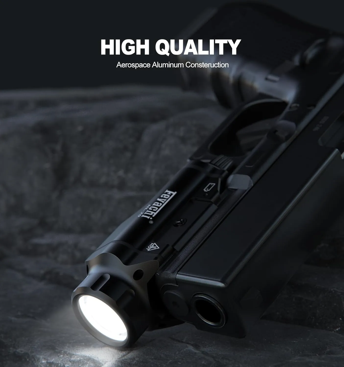 Feyachi HL-20 Pistol Light 1500 Lumen Upgrade LED Weapon Light Compact Rail Mounted Handgun Tactical Flashlight Rail Locating Keys for Picatinny, Black