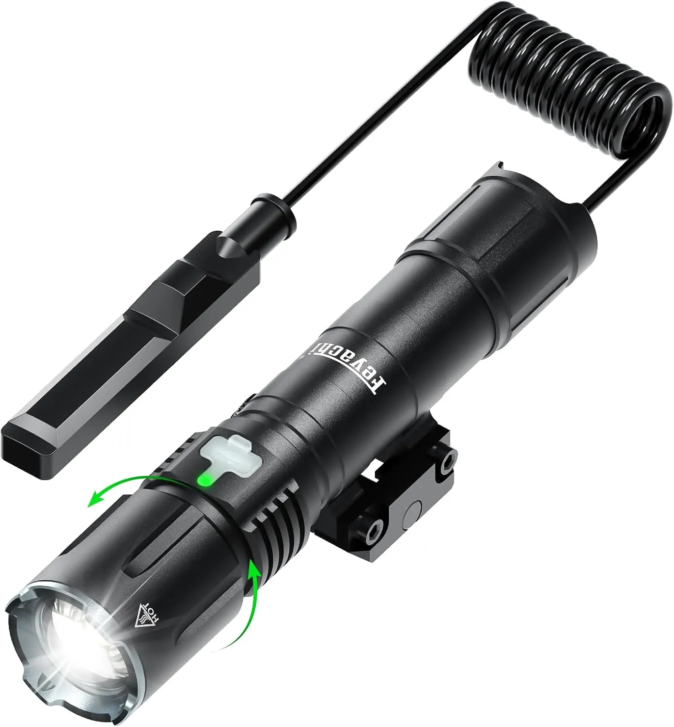 Feyachi Rechargeable Flashlight 2000 Lumen, USB-C Tactical Light with Adjustable Focus, 4 Modes (Ultra/High/Low/Strobe), IPX7 Waterproof, Includes Pressure Switch & Picatinny Mount