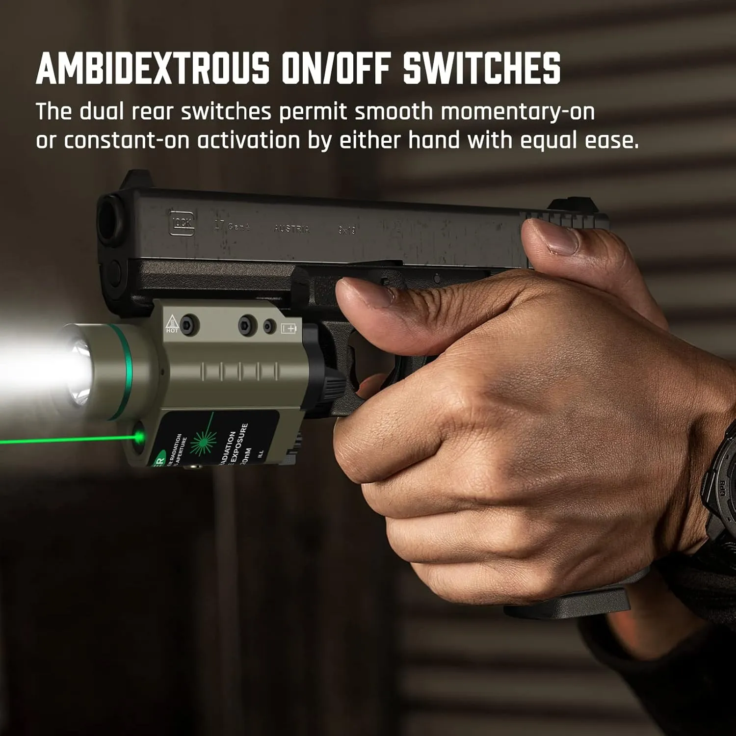 Feyachi Red/Green Laser Flashlight Combo 500 Lumen Tactical Light with Picatinny Rail Mount