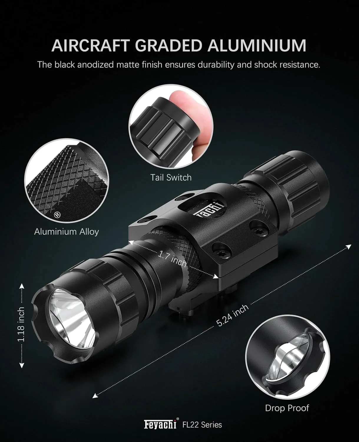 Feyachi Tactical Flashlight 1200 Lumen LED Weapon Light,Waterproof with Picatinny/M Lock Mount, Pressure Switch Included (Low Profile M Lock Mounted)