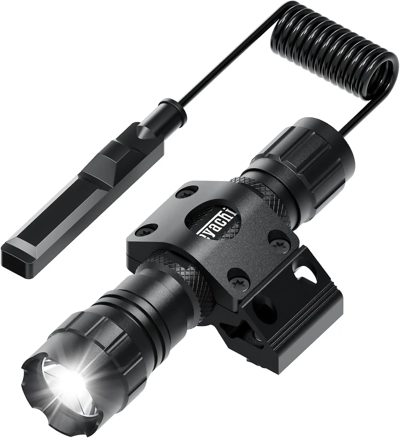 Feyachi Tactical Flashlight 1200 Lumen, with M Lock Mount, Dual Switch (Momentary/Constant-On), Rainproof and Shockproof, Aluminum Body, Includes Pressure Switch & Offset Mount