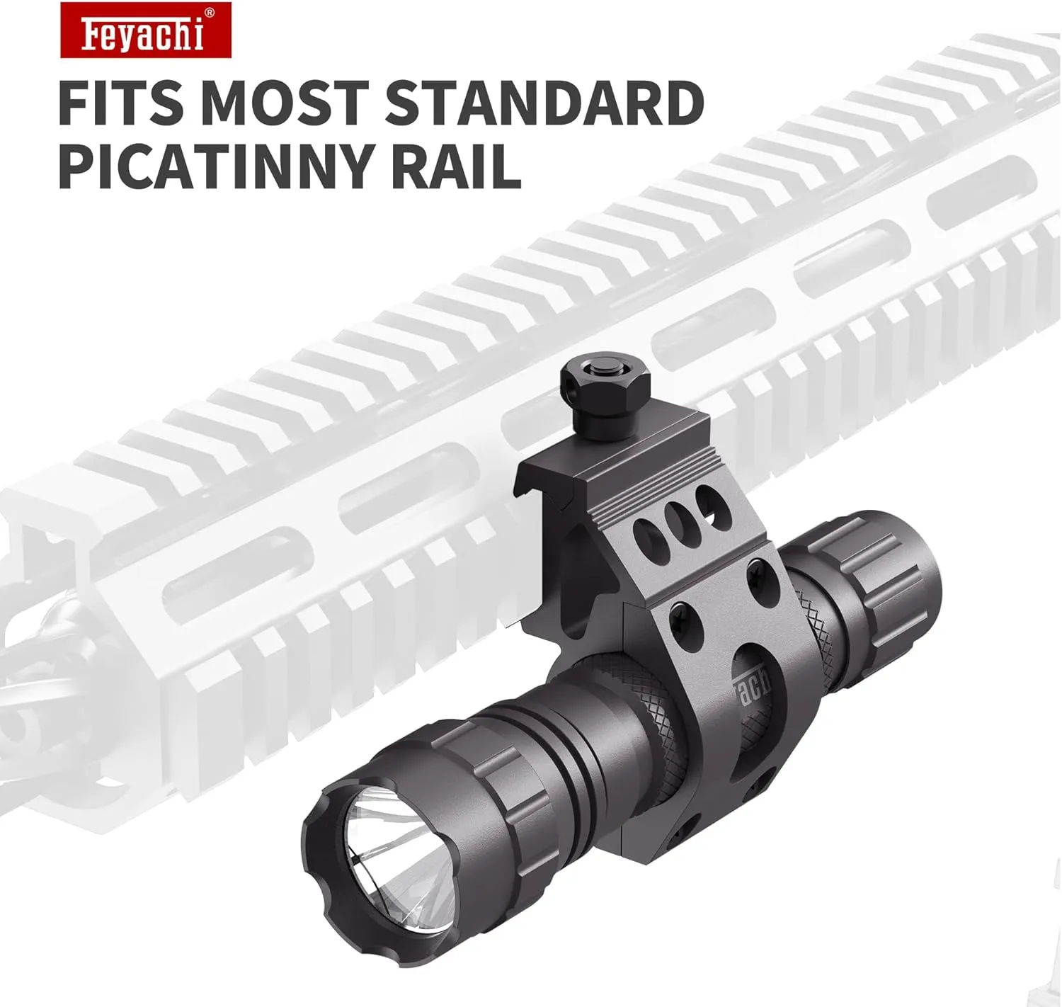 Feyachi Tactical Flashlight 1200 Lumens, with Offset Mount & Pressure Switch, 200m Beam, 4H Runtime, Rainproof and Shockproof