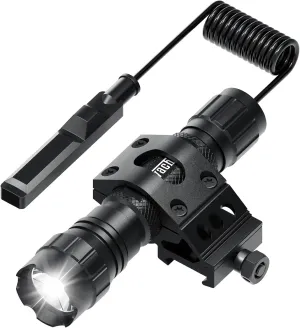 Feyachi Tactical Flashlight 1200 Lumens, with Offset Mount & Pressure Switch, 200m Beam, 4H Runtime, Rainproof and Shockproof