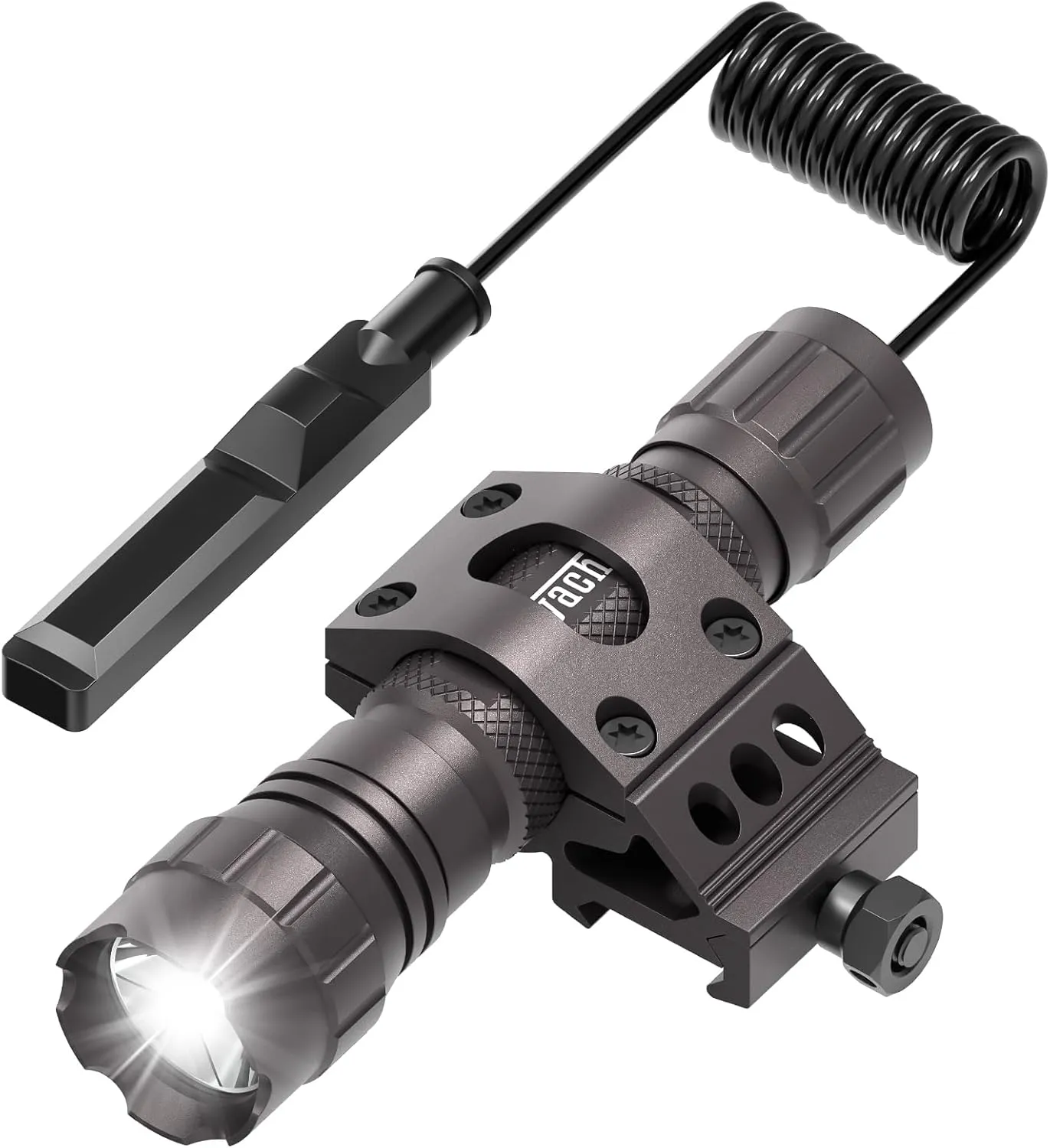 Feyachi Tactical Flashlight 1200 Lumens, with Offset Mount & Pressure Switch, 200m Beam, 4H Runtime, Rainproof and Shockproof