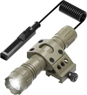 Feyachi Tactical Flashlight 1200 Lumens, with Offset Mount & Pressure Switch, 200m Beam, 4H Runtime, Rainproof and Shockproof