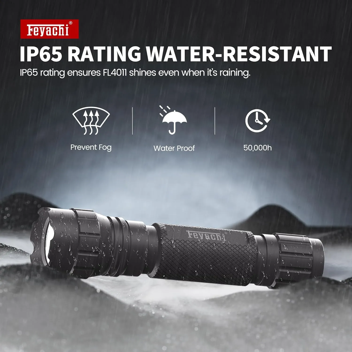 Feyachi Tactical Flashlight 1200 Lumens, with Offset Mount & Pressure Switch, 200m Beam, 4H Runtime, Rainproof and Shockproof