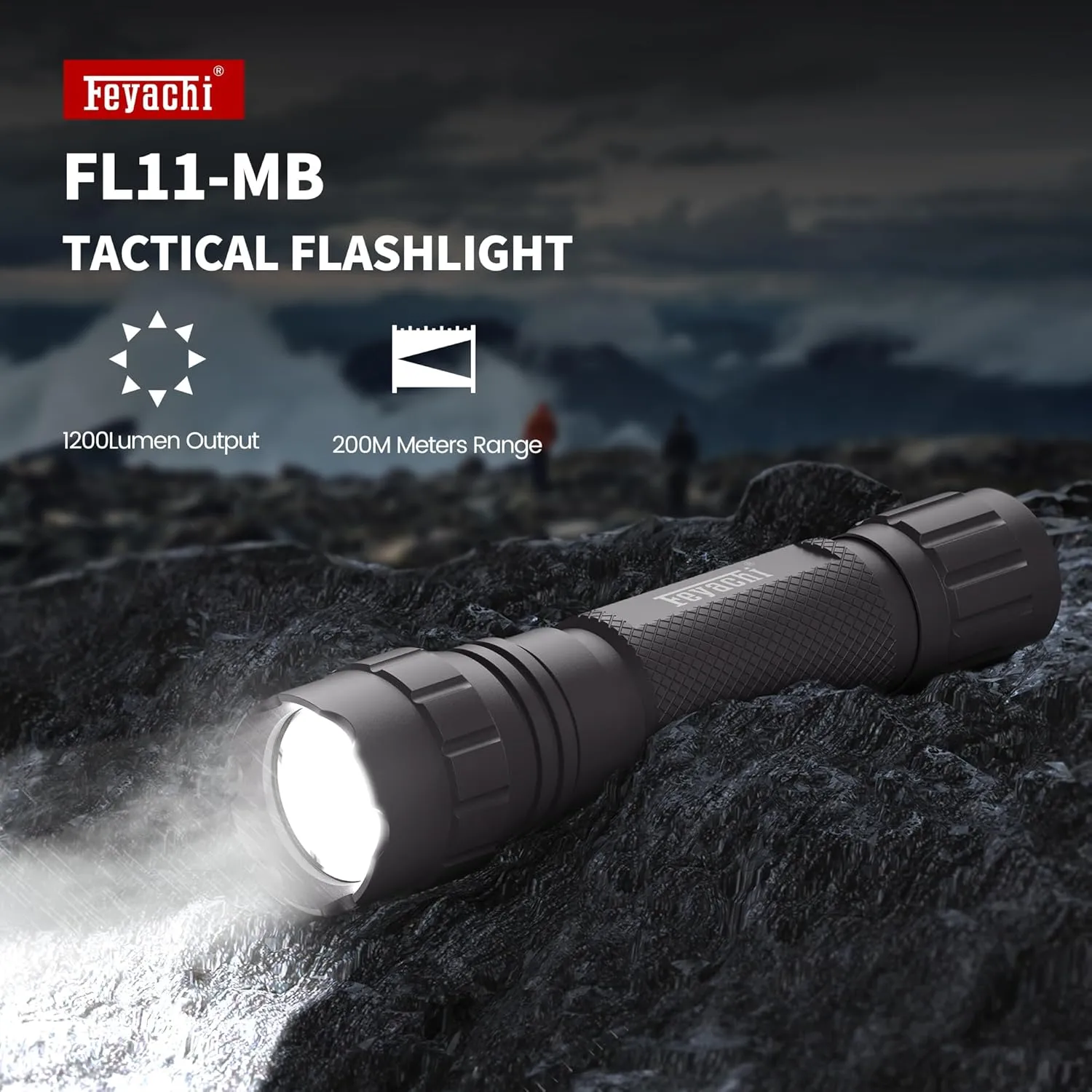 Feyachi Tactical Flashlight 1200 Lumens, with Offset Mount & Pressure Switch, 200m Beam, 4H Runtime, Rainproof and Shockproof